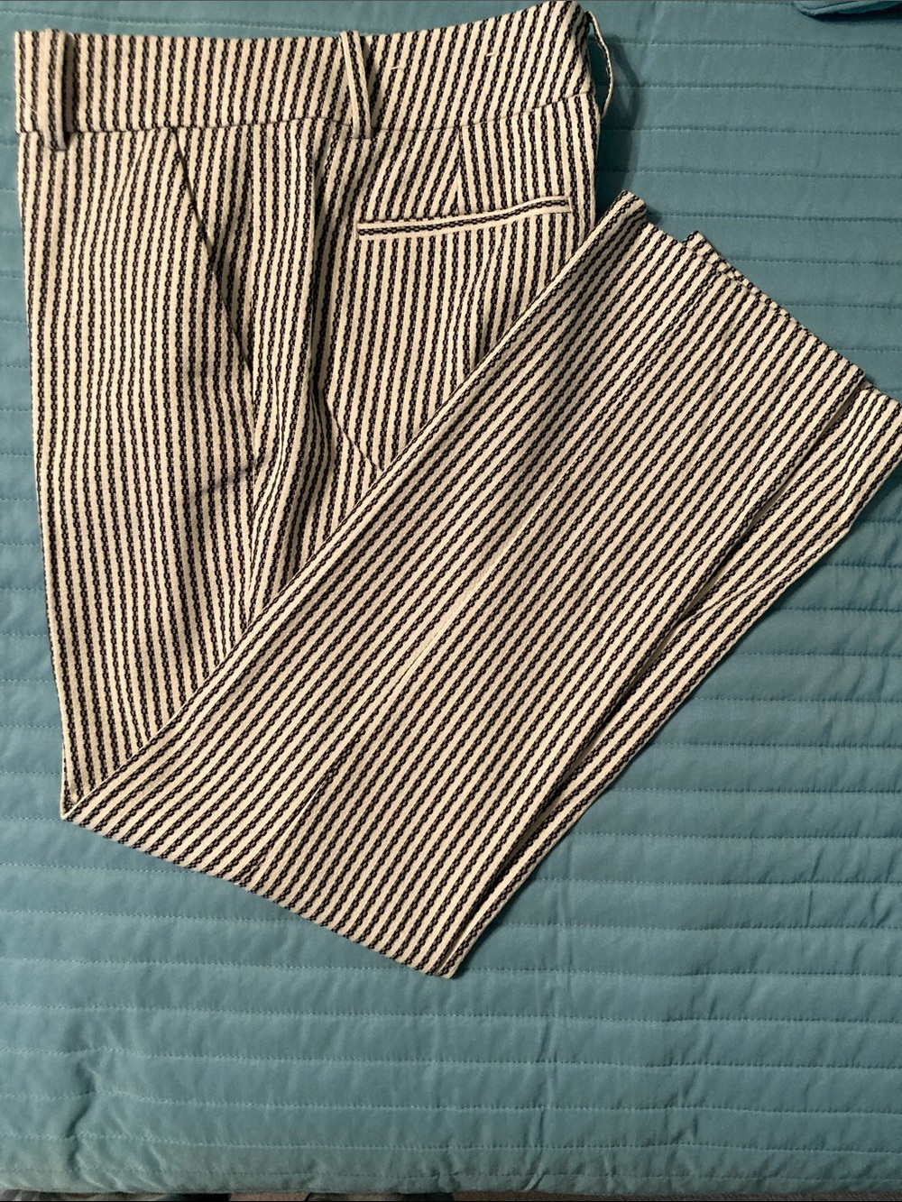 Ann Taylor Black and White Striped Dress Pants